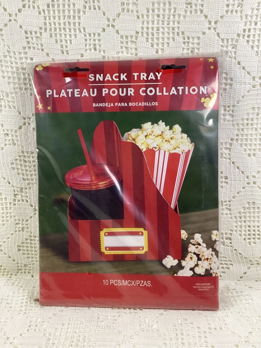 Amscan Inc. Red Popcorn & Drink Holder - Multipurpose Snack Caddy